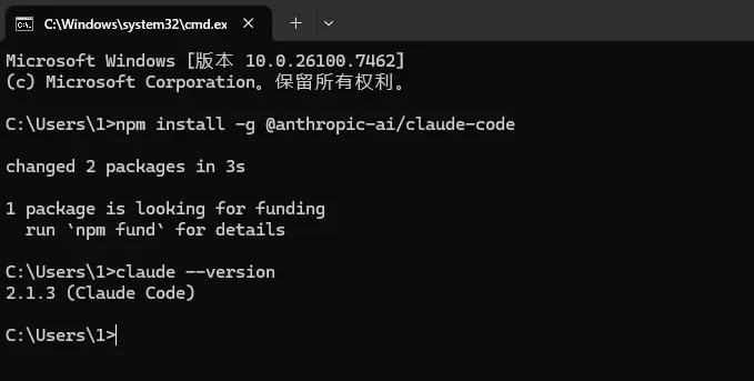 终端返回 Claude Code 版本号