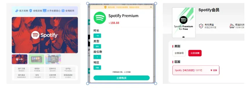 第三方 Spotify Premium 订阅服务页面