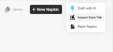 Napkin AI 的文档粘贴与上传界面